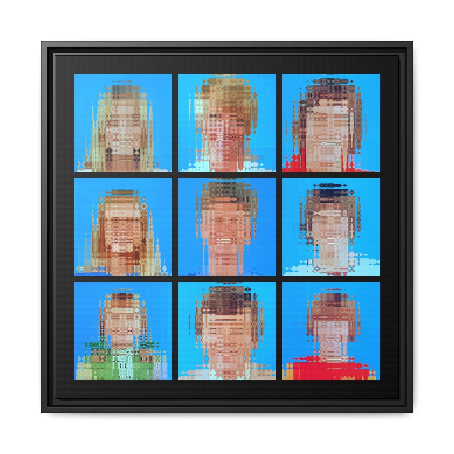 America’s Iconic Mid-Century TV Family Abstract Portrait Collage Art — Matte Canvas, Framed (Multi-color options)