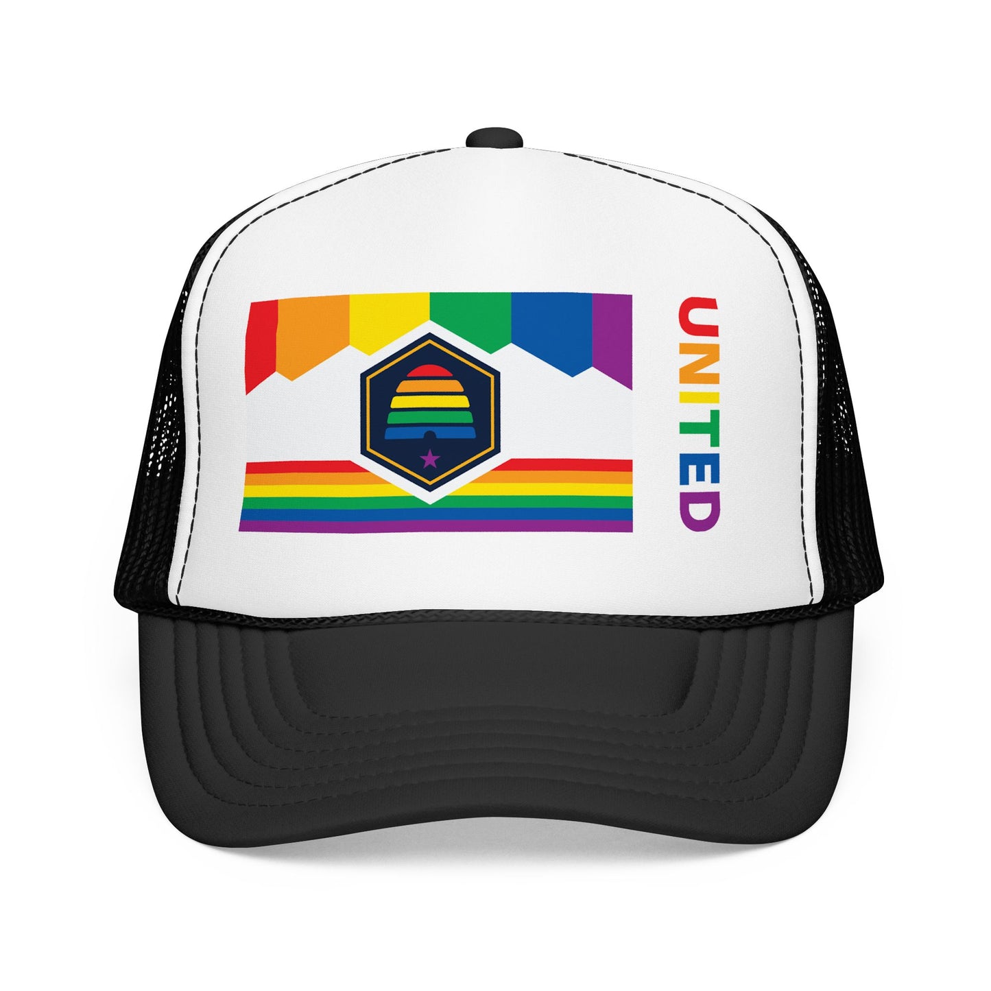 Utah Rainbow Pride Flag "UNITED" Printed Foam Trucker Hat, Several Color Options