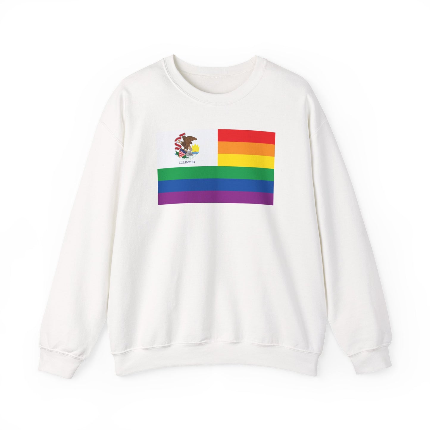 Illinois Rainbow Pride Flag Unisex Crewneck Sweatshirt—White, Black or Light Pink