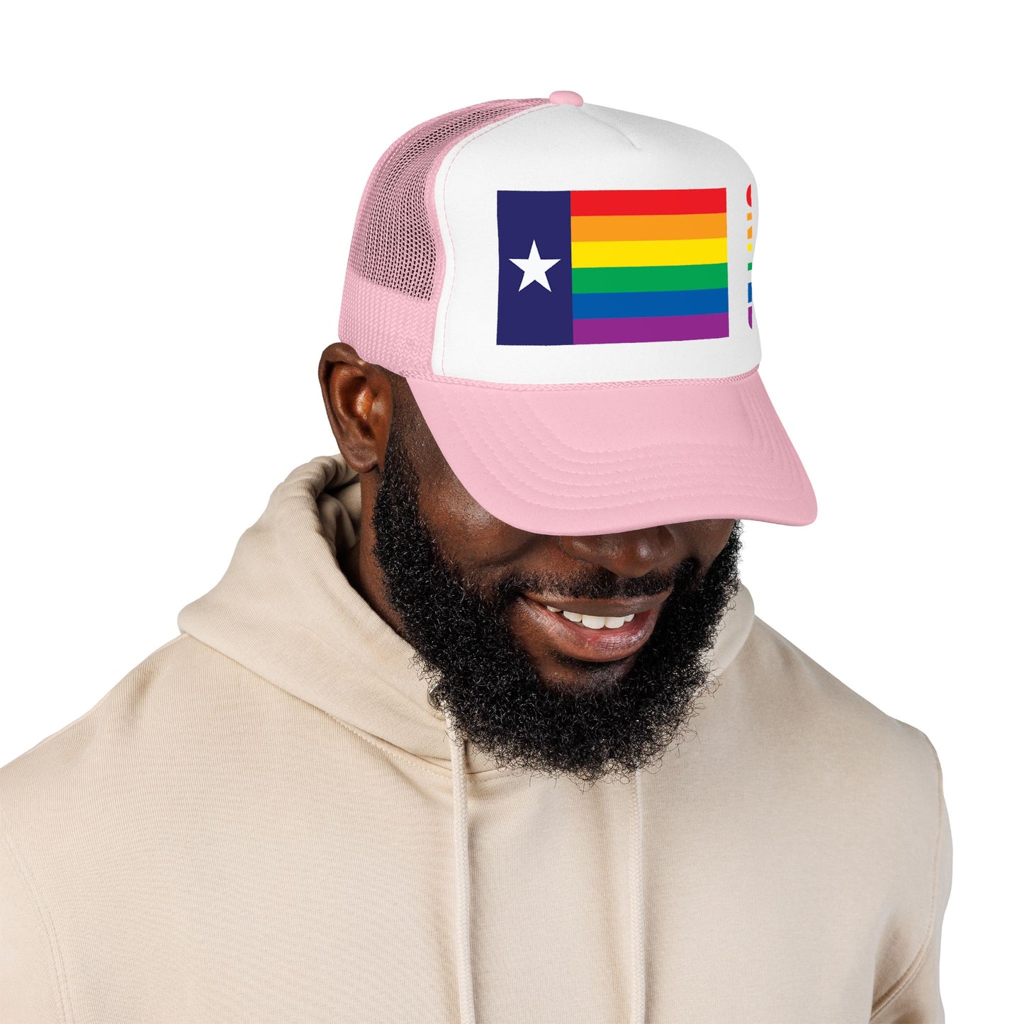 Texas Rainbow Pride Flag "UNITED" Printed Foam Trucker Hat, Several Color Options