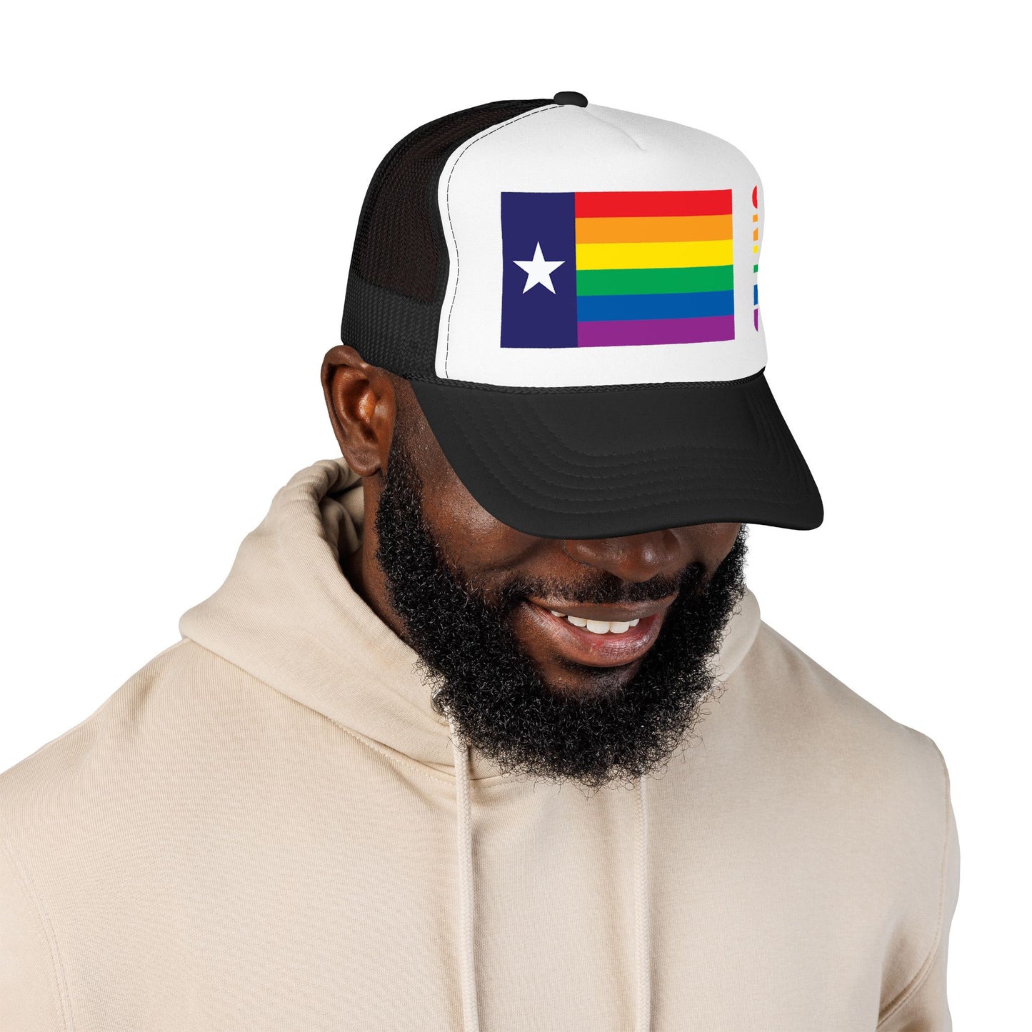Texas Rainbow Pride Flag "UNITED" Printed Foam Trucker Hat, Several Color Options