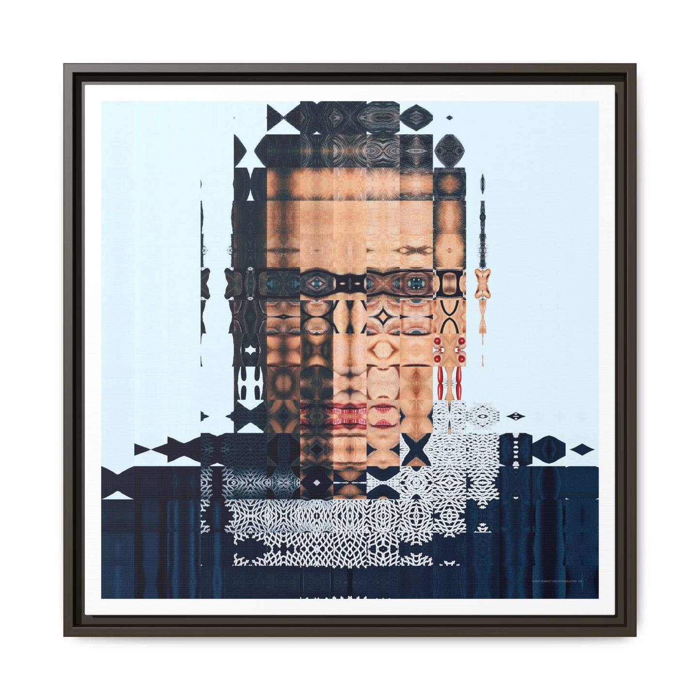 Iconic Feminist, The Notorious RBG, Ruth Bader Ginsburg Abstract Portrait Collage Art — Matte Canvas, Framed (Multi-color options)