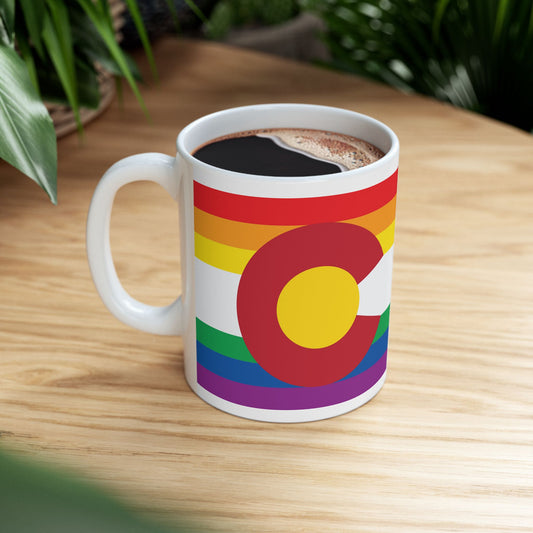 Colorado Rainbow Pride Flag "UNITED" Ceramic Mug