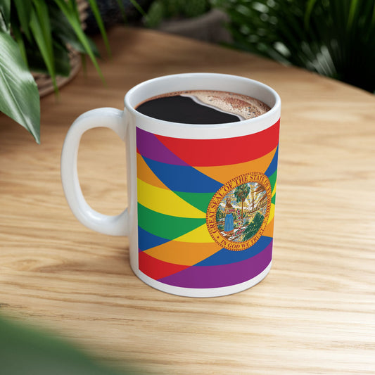 Florida Rainbow Pride Flag "UNITED" Ceramic Mug