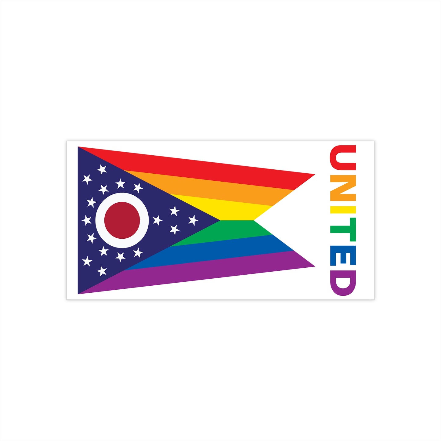 Ohio Rainbow Pride Flag "UNITED" Bumper Sticker