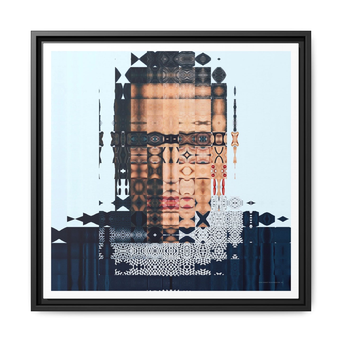 Iconic Feminist, The Notorious RBG, Ruth Bader Ginsburg Abstract Portrait Collage Art — Matte Canvas, Framed (Multi-color options)