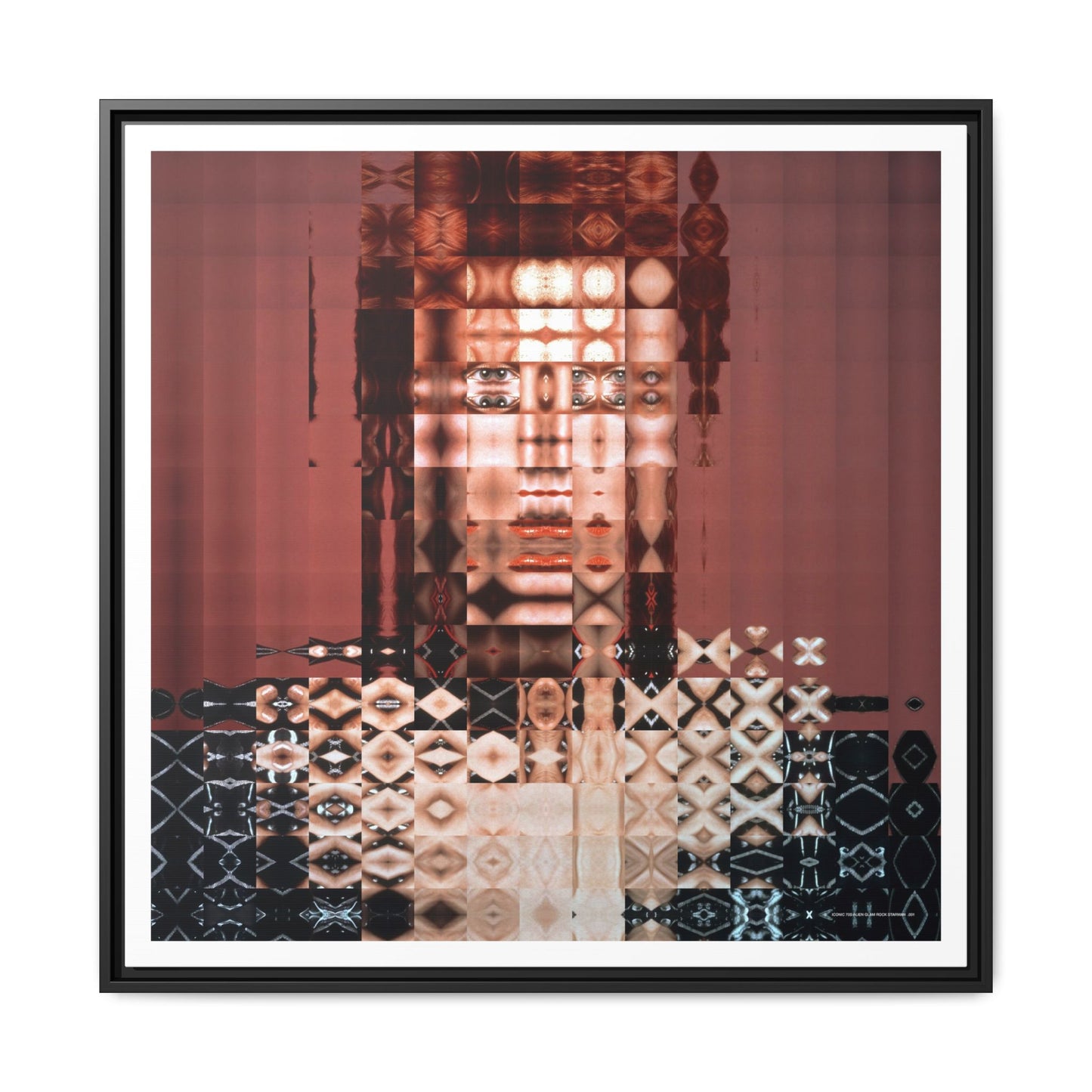 Iconic 70s Alien Glam Rock Starman Abstract Portrait Collage Art — Matte Canvas, Framed (Multi-color options)
