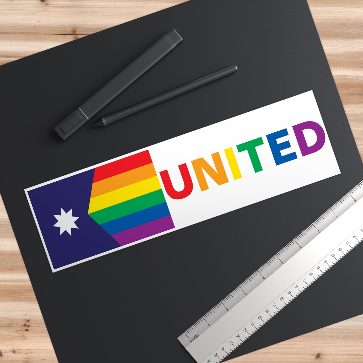 Minnesota Rainbow Pride Flag "UNITED" Bumper Sticker