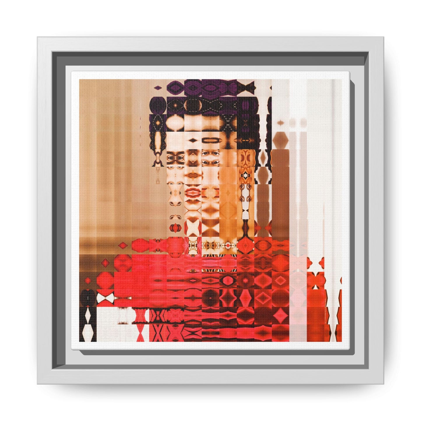 Iconic Feminist Artist Frida Kahlo 2 Abstract Portrait Collage Art — Matte Canvas, Framed (Multi-color options)