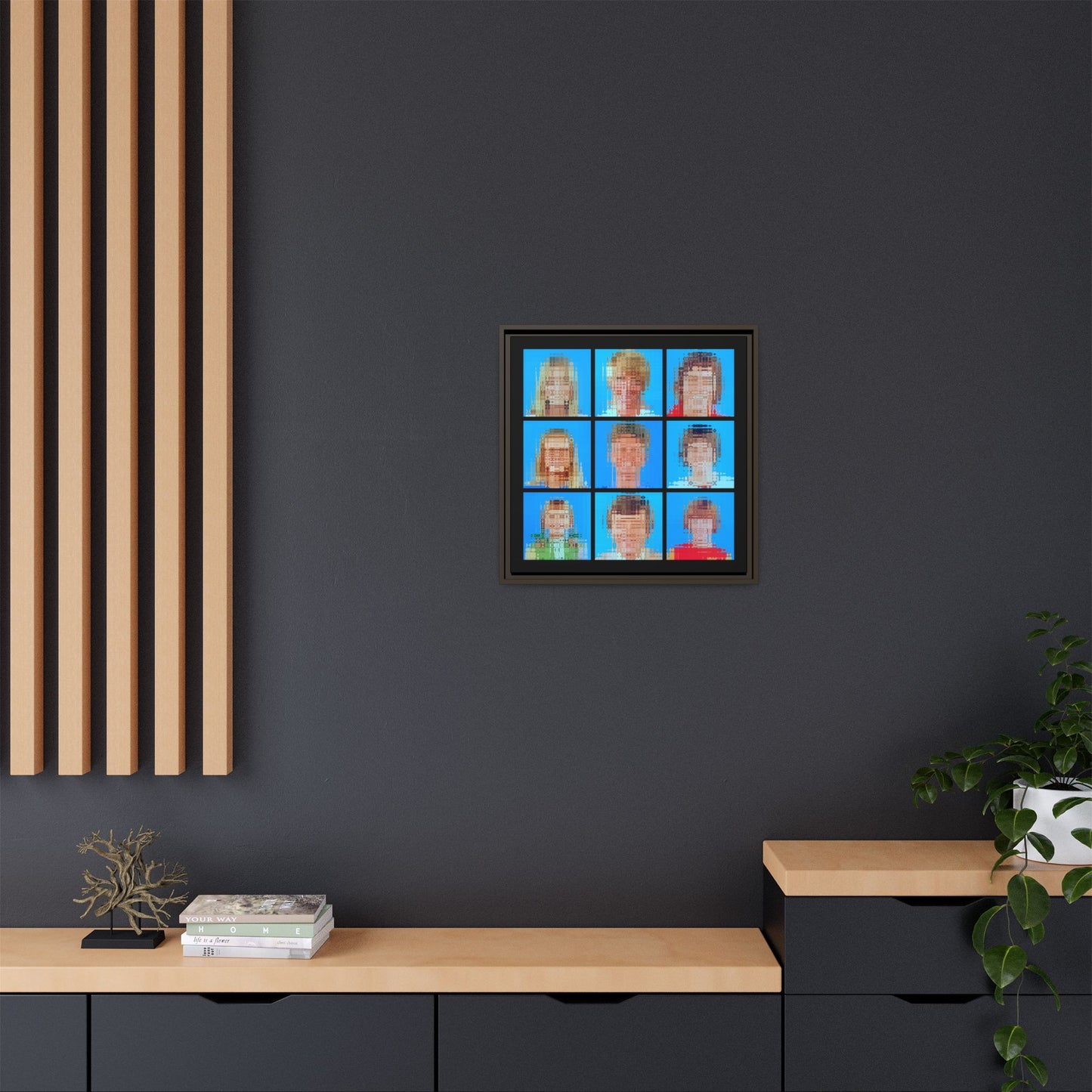 America's Iconic Mid-Century TV Family, Abstract Portrait Collage Art — Matte Canvas, Framed (Multi-color options)