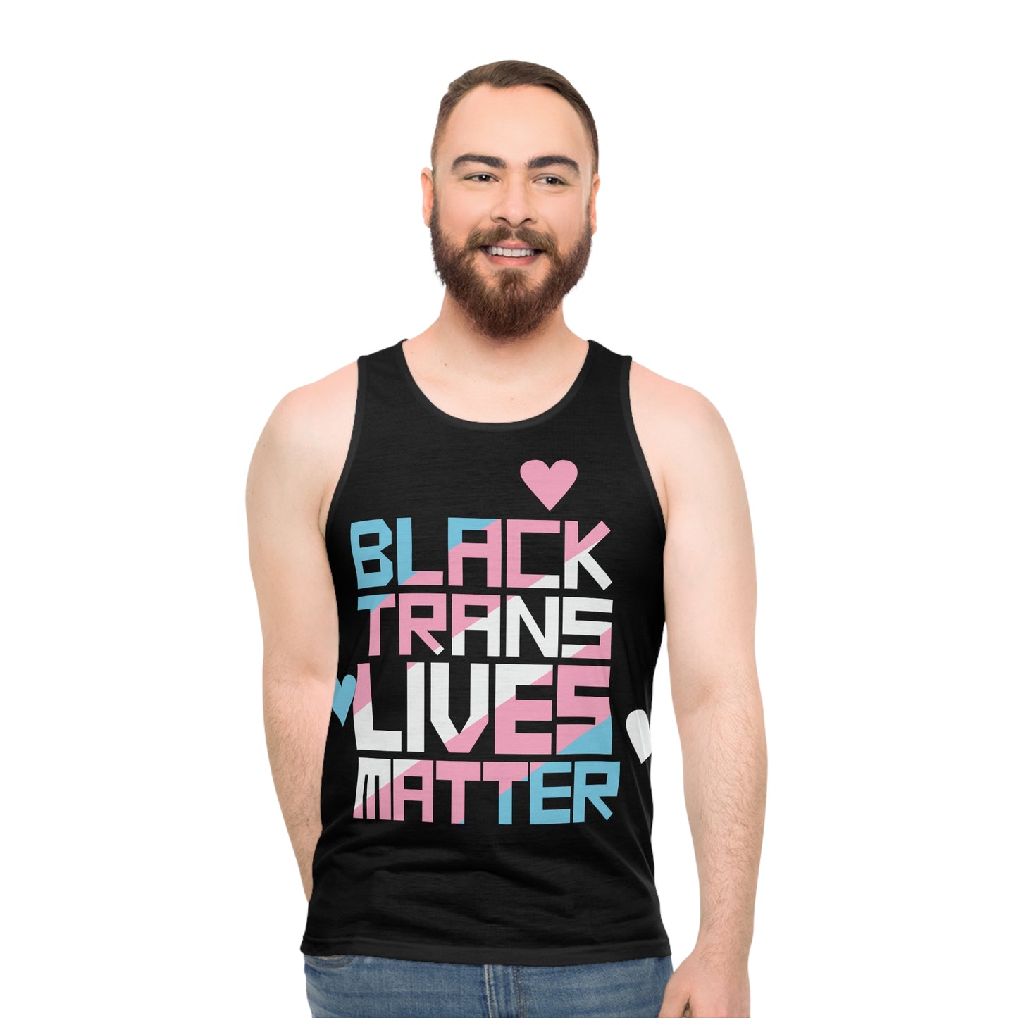 BLACK TRANS LIVES MATTER Tank Top - San Francisco Tenderloin Deco on Black