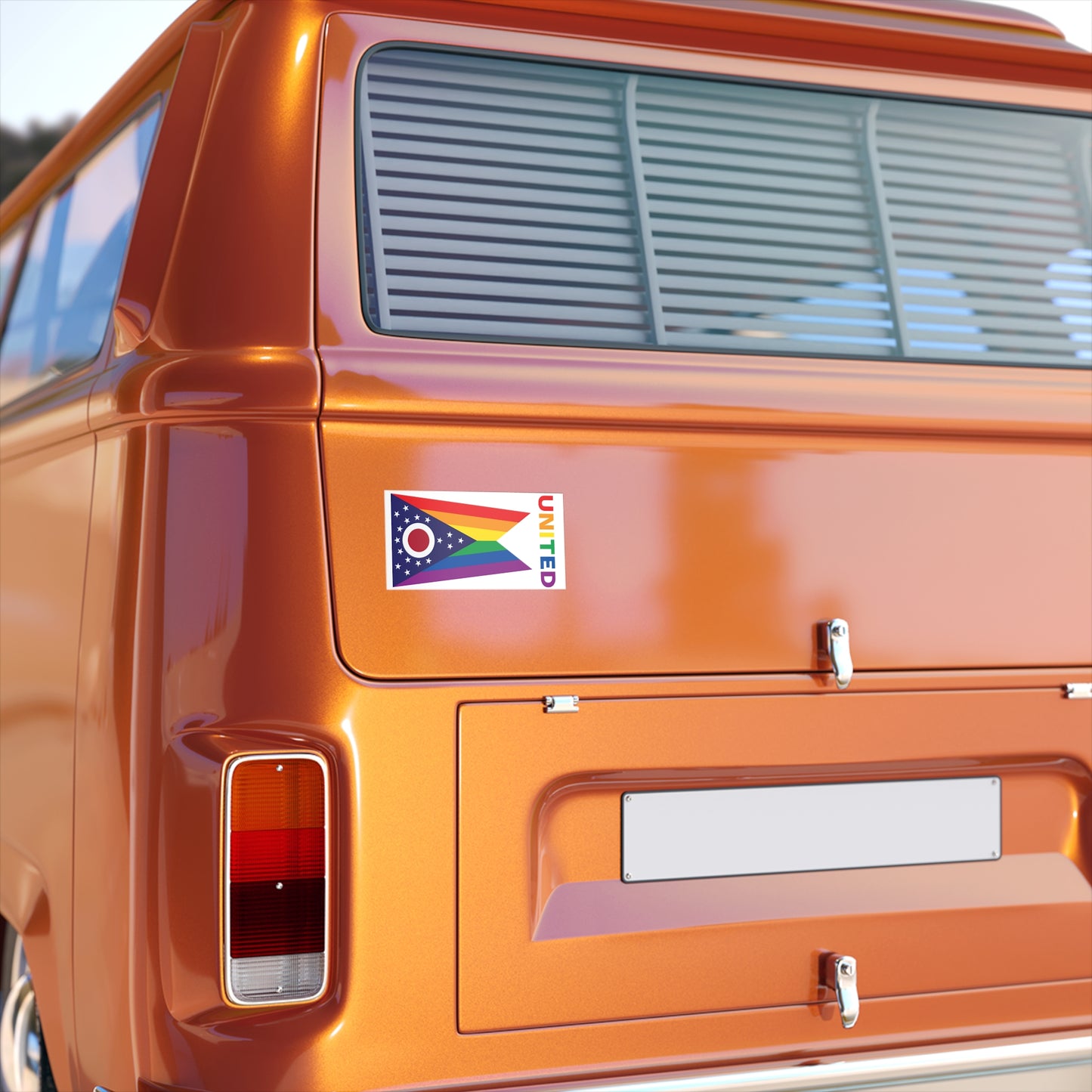 Ohio Rainbow Pride Flag "UNITED" Bumper Sticker