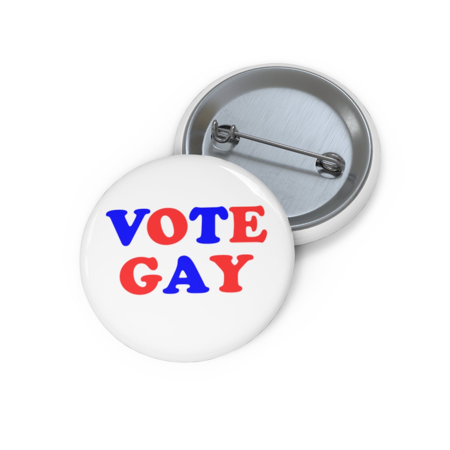 VOTE GAY Activism Pin Button, Red White and Blue