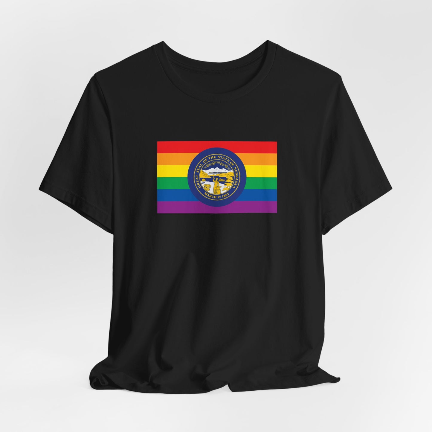 Nebraska Rainbow Pride Flag T-shirt, Several Color Options