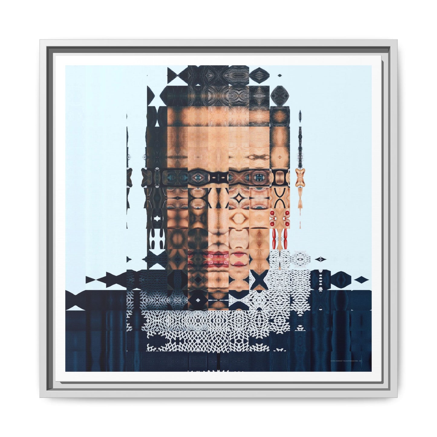 Iconic Feminist, The Notorious RBG, Ruth Bader Ginsburg Abstract Portrait Collage Art — Matte Canvas, Framed (Multi-color options)