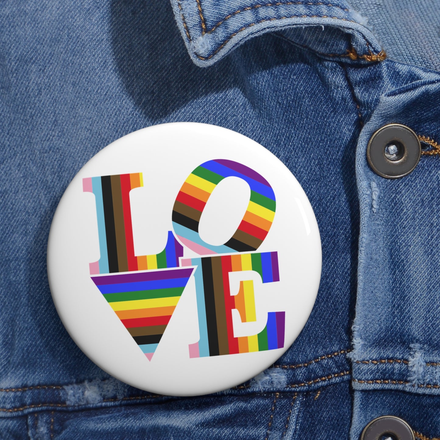 LOVE Progress Pride Colors Pin Button