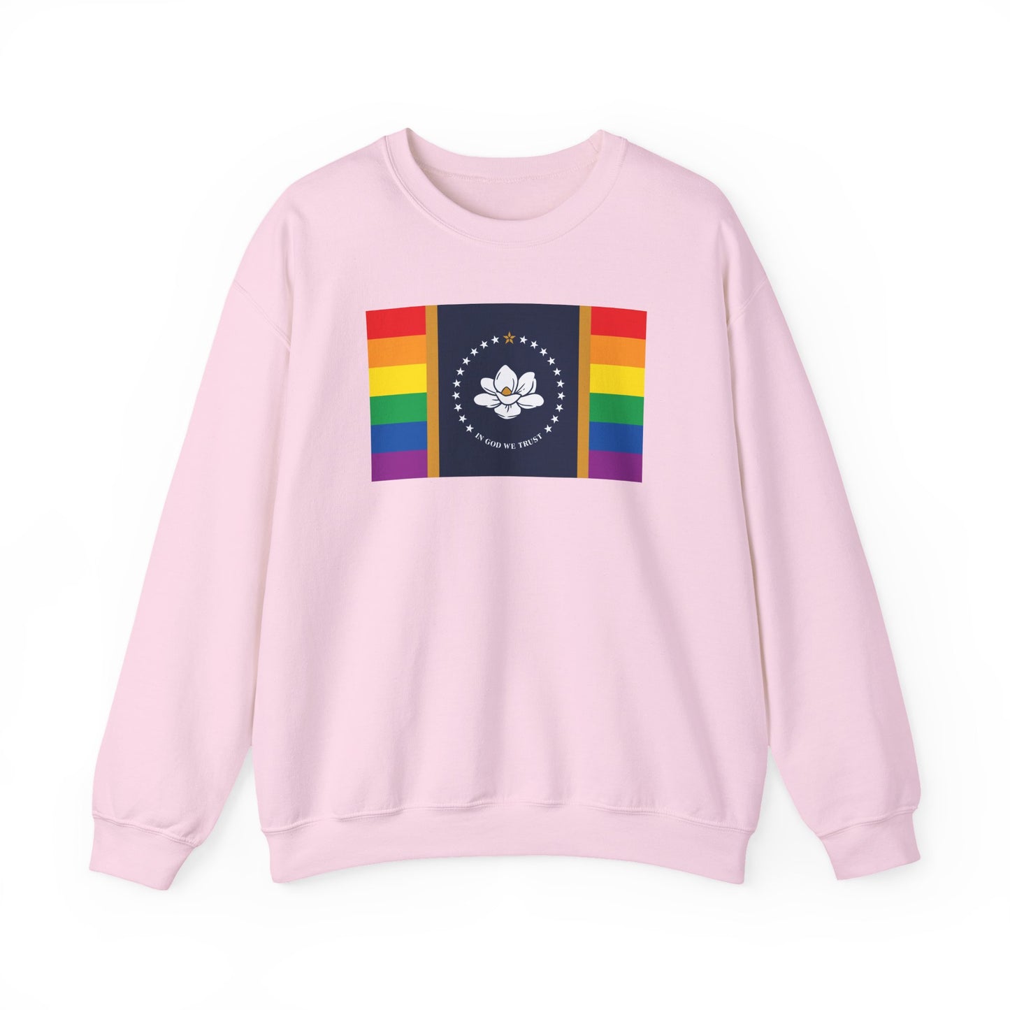 Mississippi Rainbow Pride Flag Unisex Crewneck Sweatshirt—White, Black or Light Pink