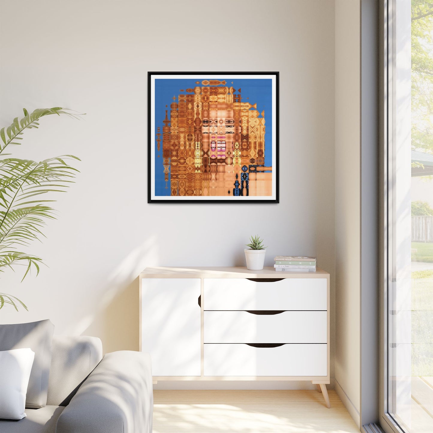 America's Most Iconic Glamazon Drag Queen Abstract Portrait Collage Art — Matte Canvas, Framed (Multi-color options)