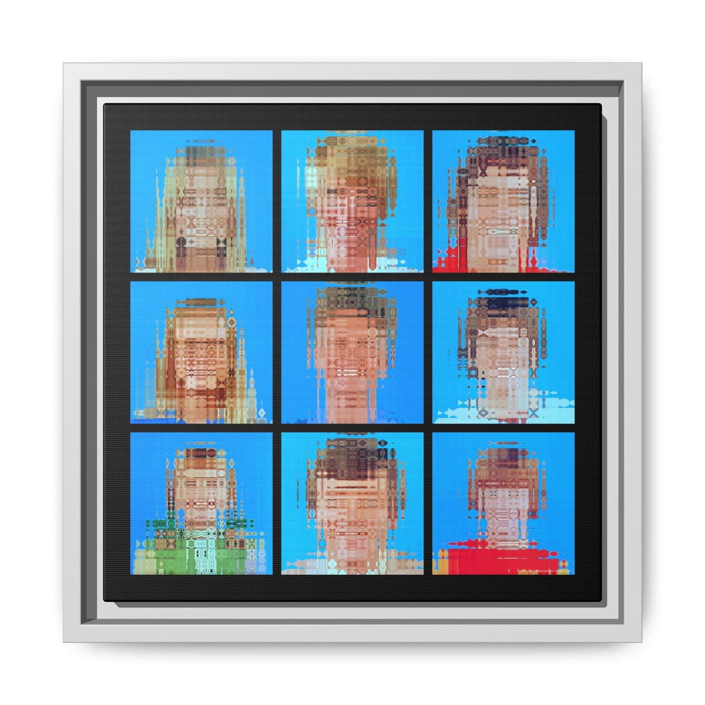 America's Iconic Mid-Century TV Family, Abstract Portrait Collage Art — Matte Canvas, Framed (Multi-color options)