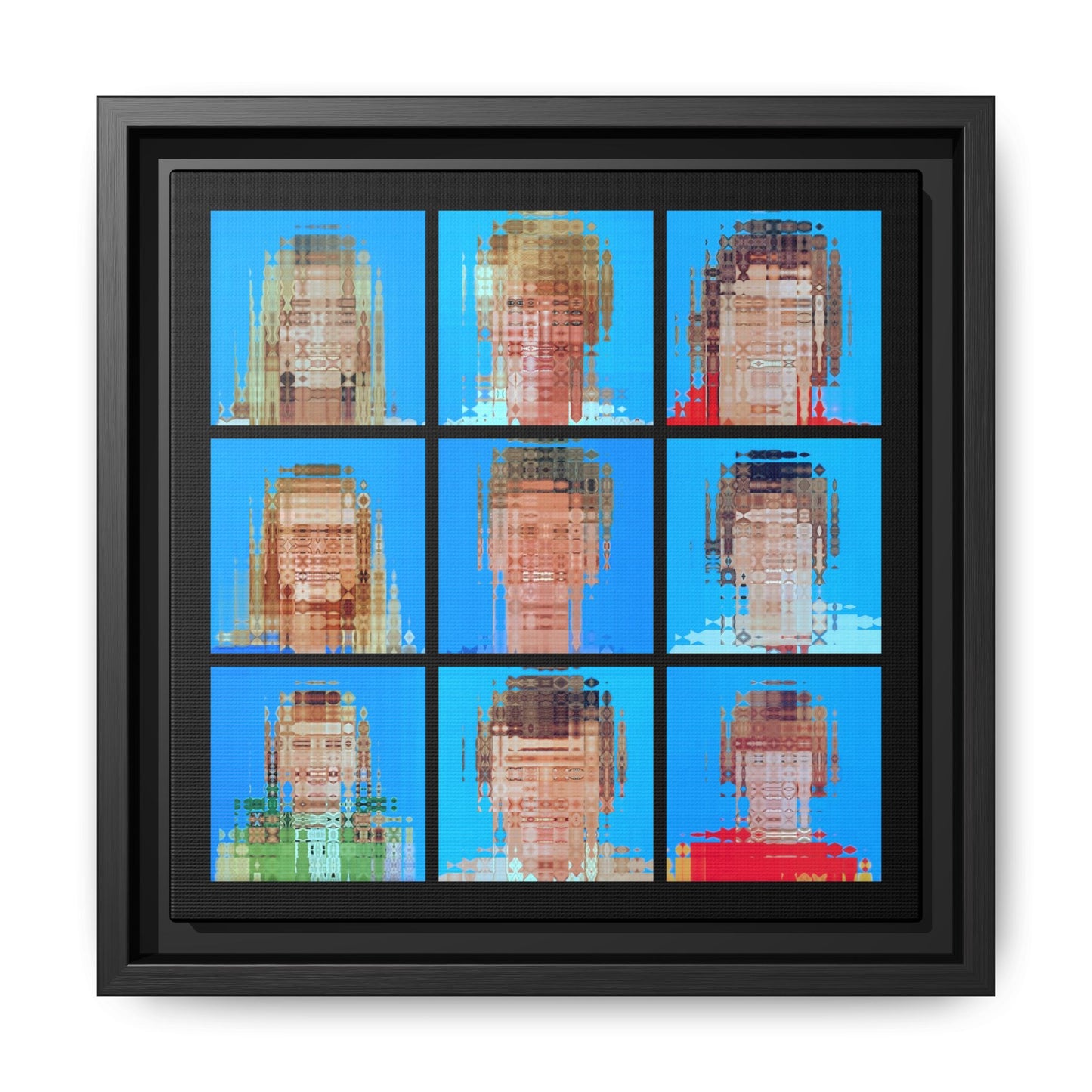 America’s Iconic Mid-Century TV Family Abstract Portrait Collage Art — Matte Canvas, Framed (Multi-color options)