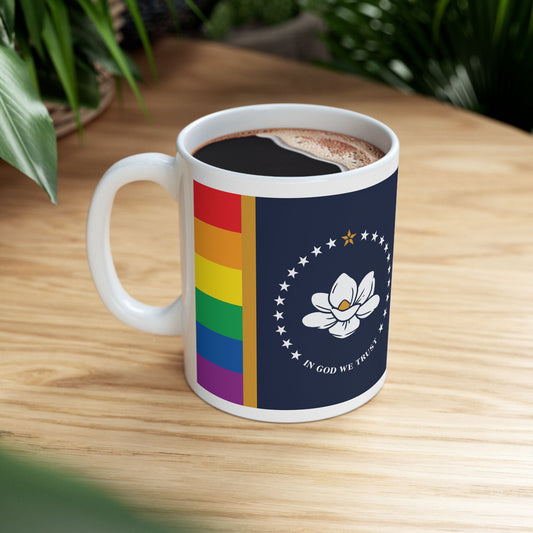 Mississippi Rainbow Pride Flag "UNITED" Ceramic Mug