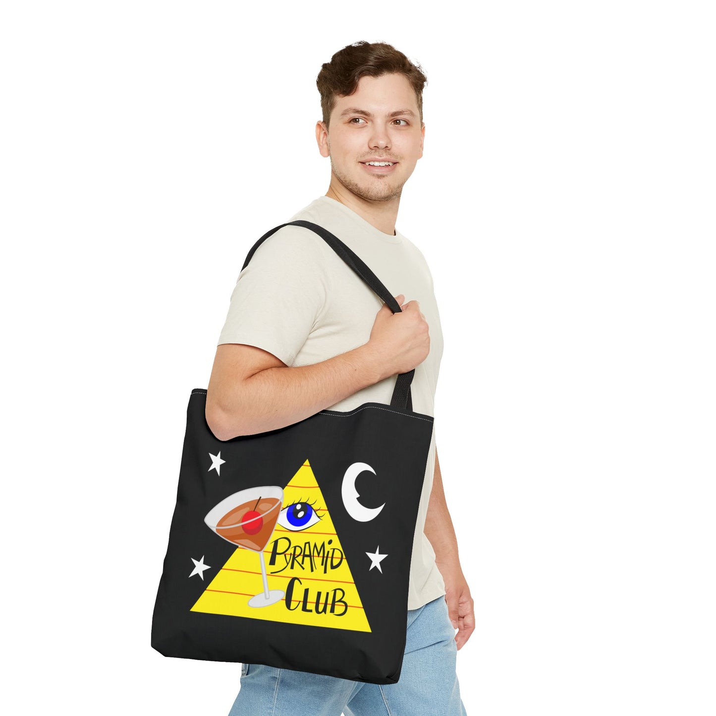 Pyramid Club Tote Bag - Full Color on Black