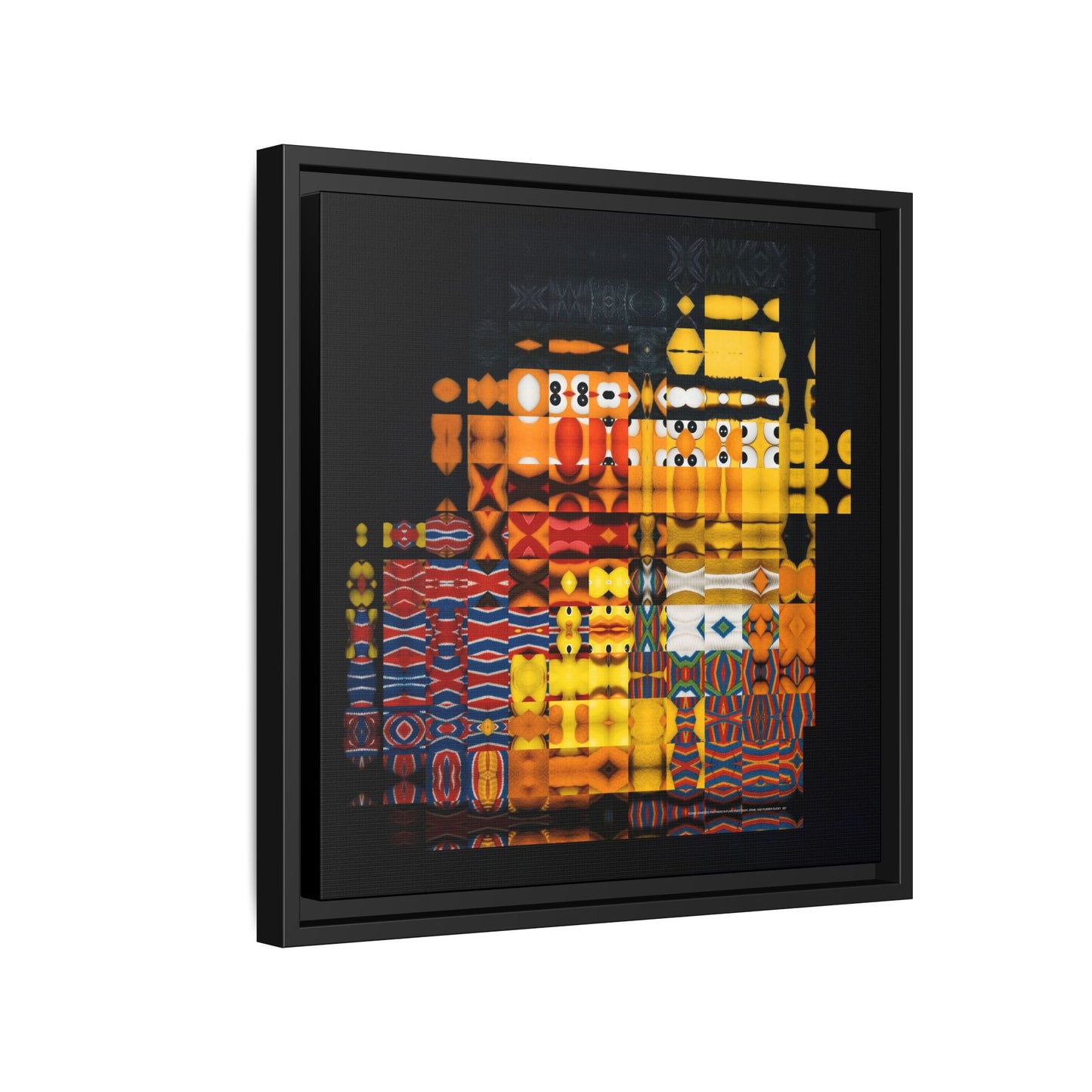 Iconic Domestic Partners in Plain Sight: Bert, Ernie, and Rubber Ducky Abstract Portrait Collage Art — Matte Canvas, Framed (Multi-color options)