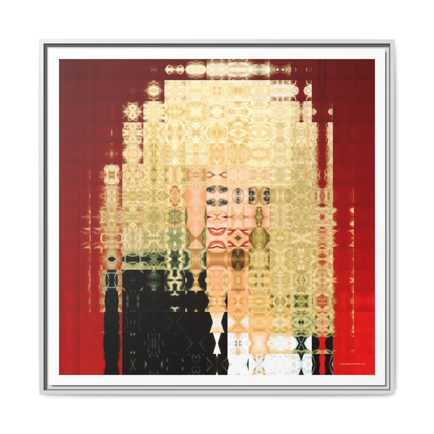 Iconic Queen of Country VI, Dolly Abstract Portrait Collage Art — Matte Canvas, Framed (Multi-color options)