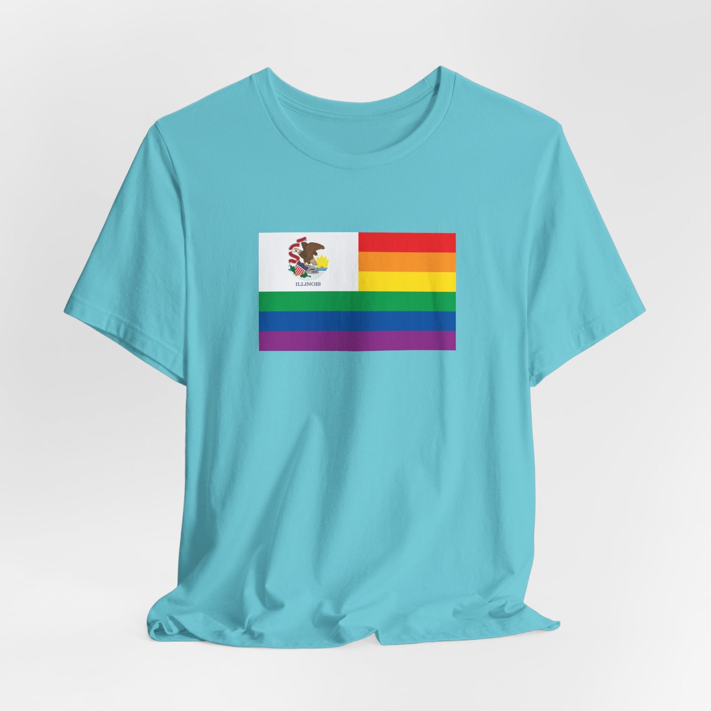 Illinois Rainbow Pride Flag T-shirt, Several Color Options