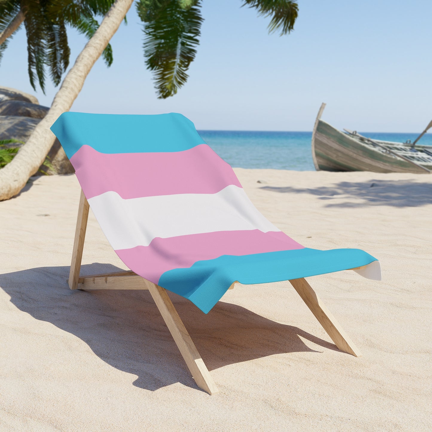 Transgender Pride Flag Beach Towel - vertical stripe deco