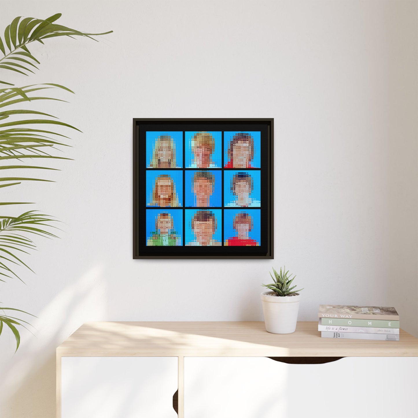 America's Iconic Mid-Century TV Family, Abstract Portrait Collage Art — Matte Canvas, Framed (Multi-color options)