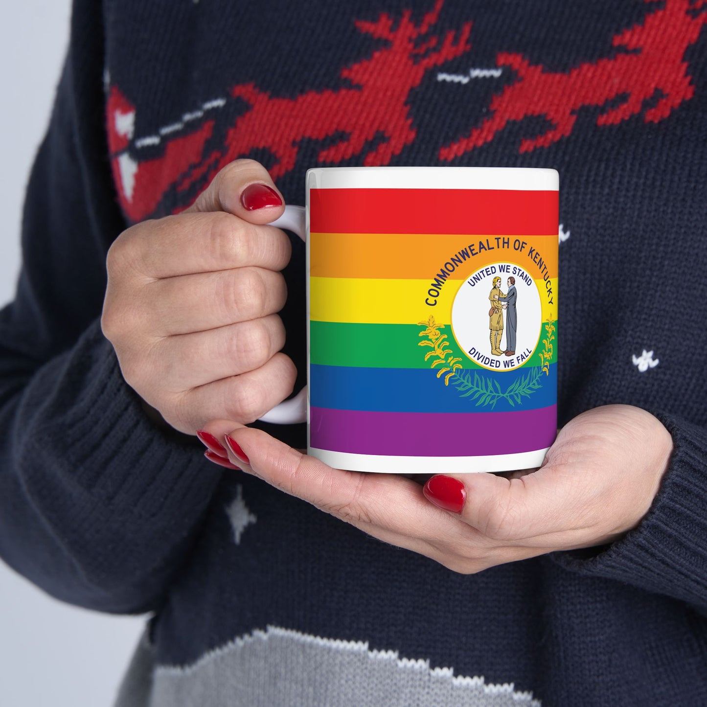 Kentucky Rainbow Pride Flag "UNITED" Ceramic Mug