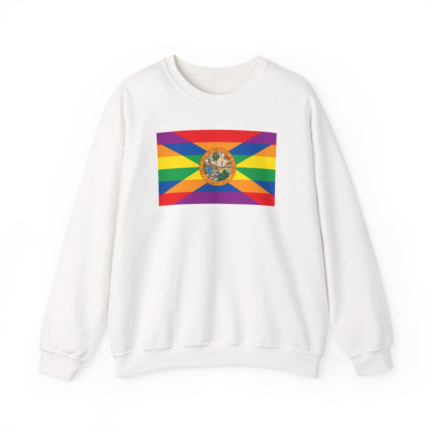 Florida Rainbow Pride Flag Unisex Crewneck Sweatshirt—White, Black or Light Pink