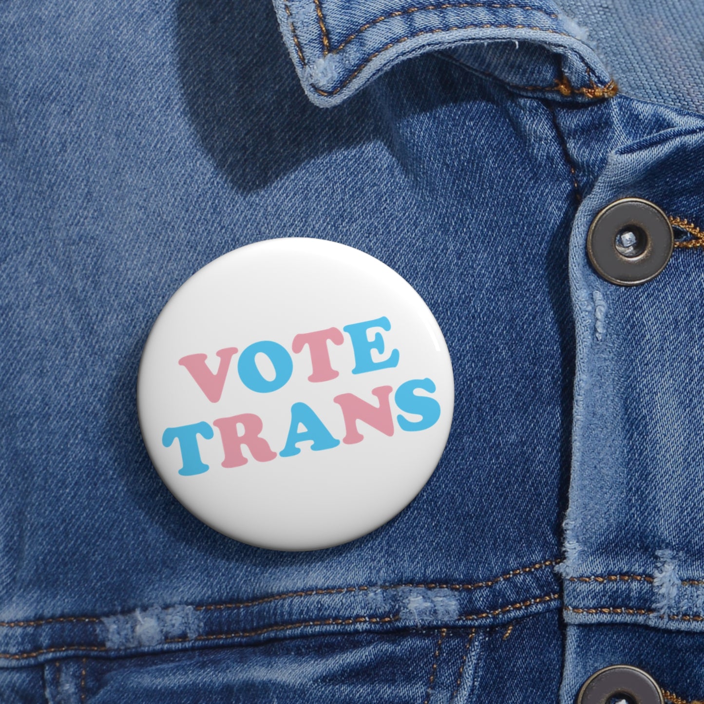 VOTE TRANS Activism Pin Button, Transgender Pride Colors