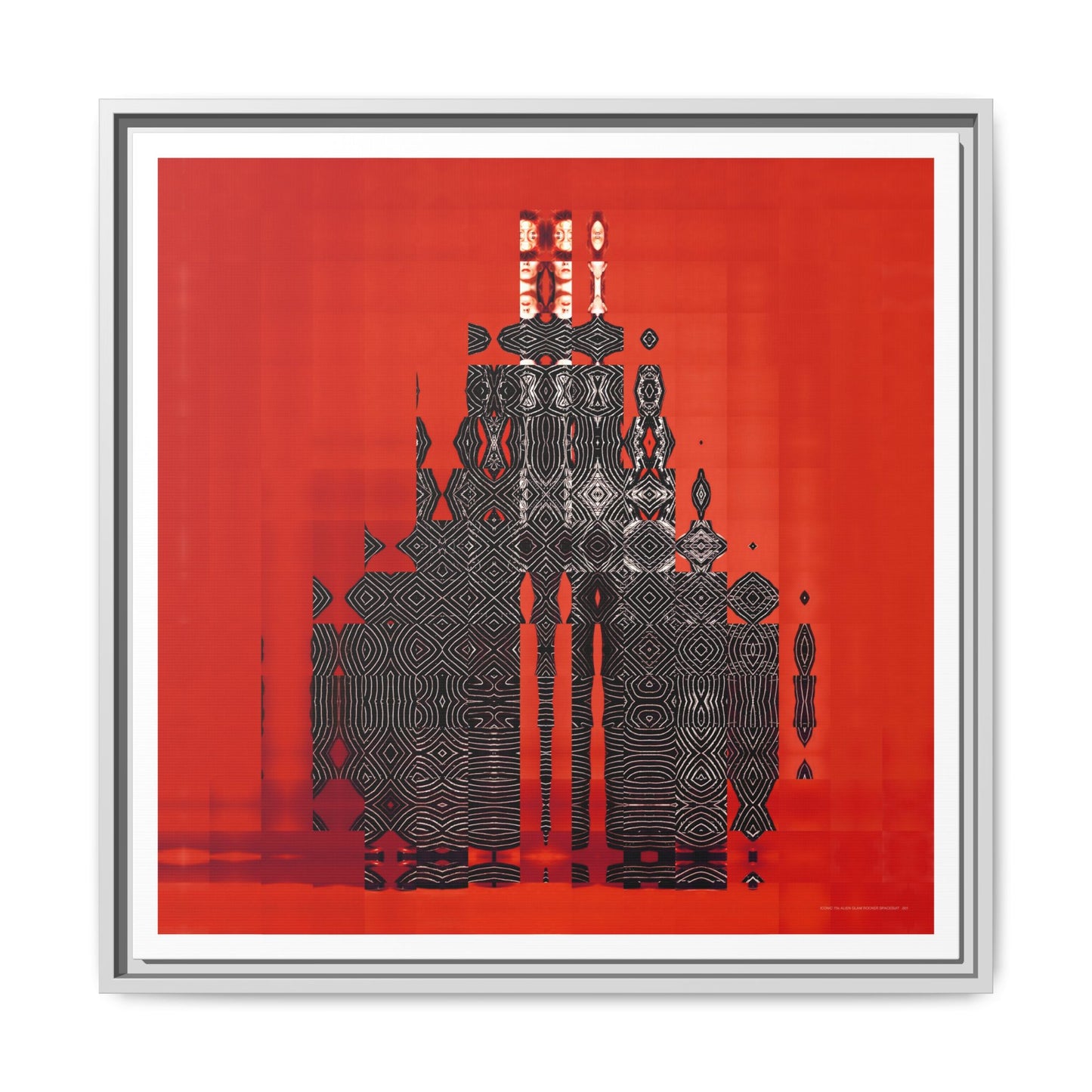 Iconic 70s Alien Glam Rocker Spacesuit Abstract Portrait Collage Art — Matte Canvas, Framed (Multi-color options)