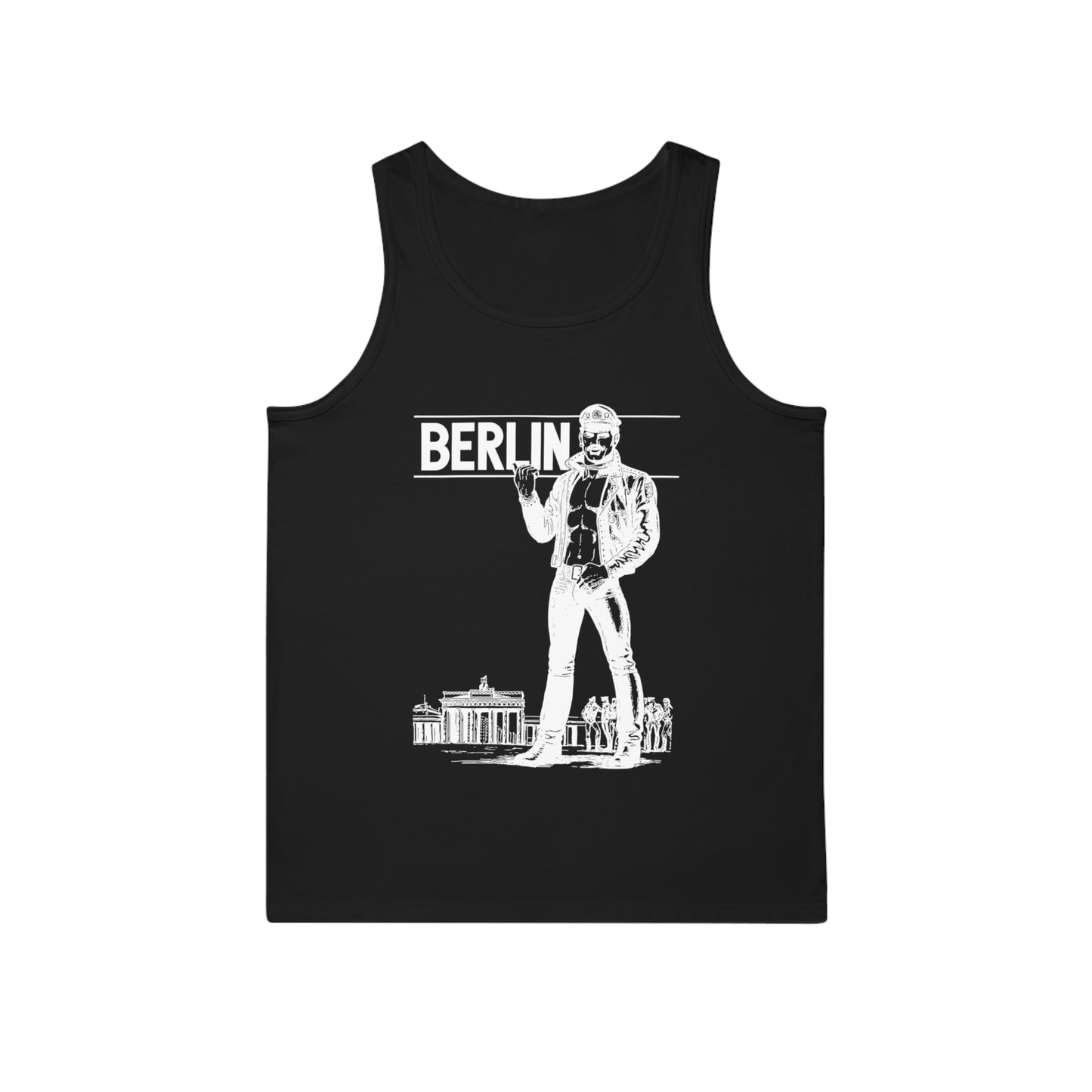 Berlin Tank Top, Black with White Deco