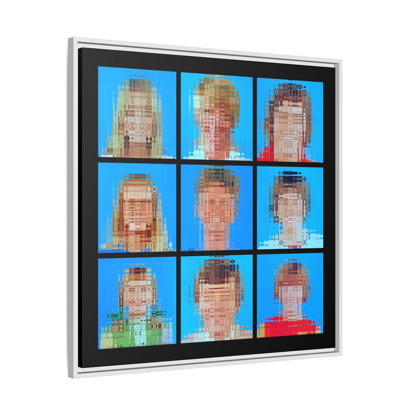 America's Iconic Mid-Century TV Family, Abstract Portrait Collage Art — Matte Canvas, Framed (Multi-color options)