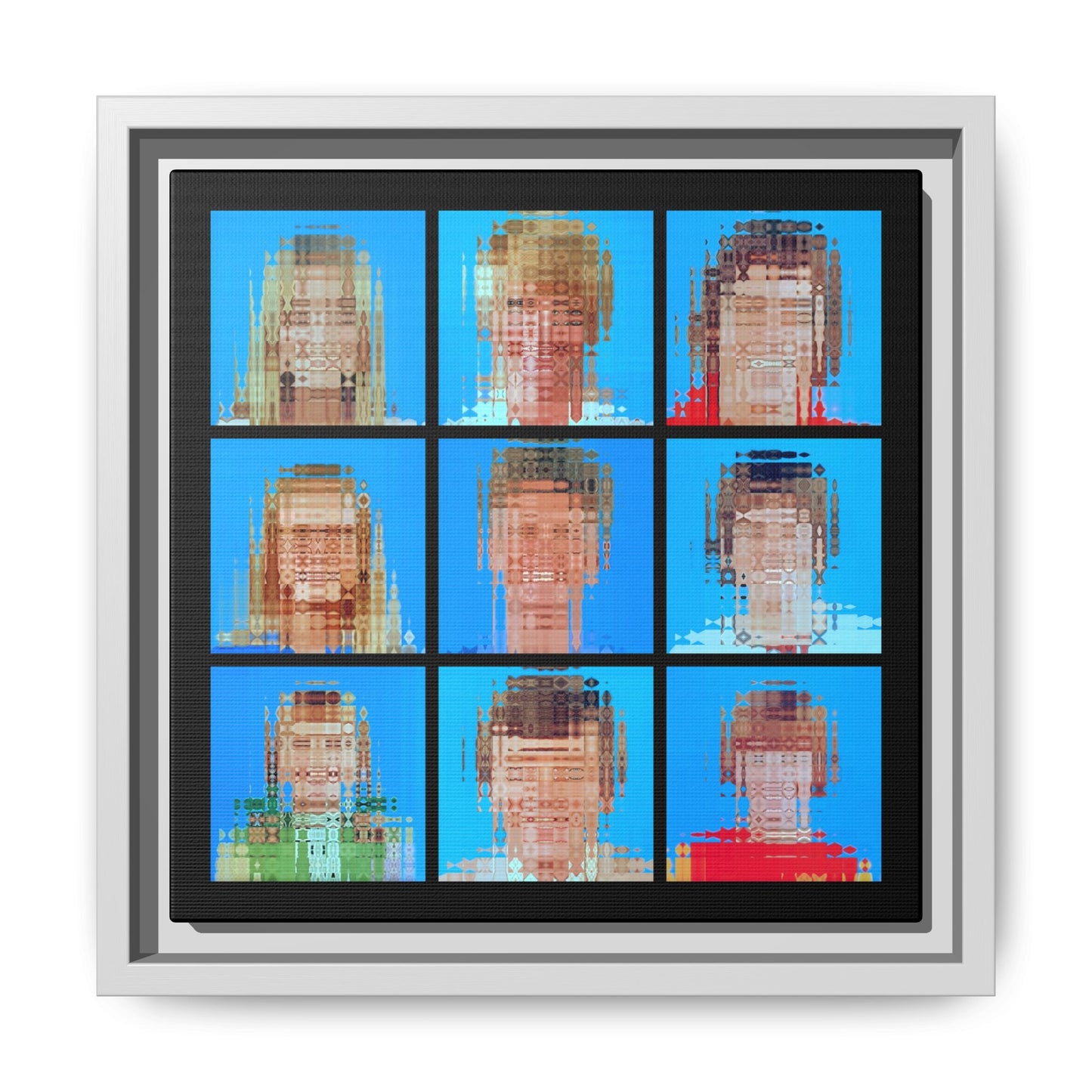 America’s Iconic Mid-Century TV Family Abstract Portrait Collage Art — Matte Canvas, Framed (Multi-color options)