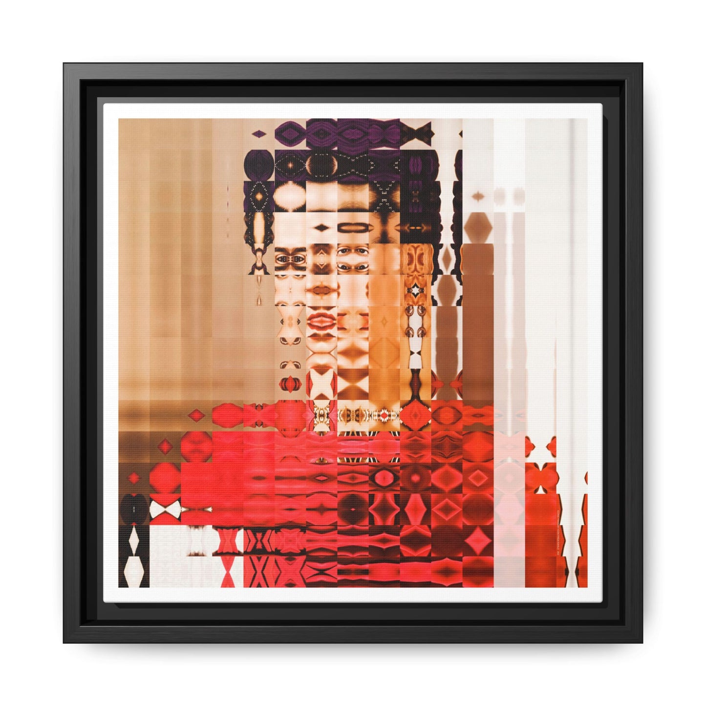 Iconic Feminist Artist Frida Kahlo 2 Abstract Portrait Collage Art — Matte Canvas, Framed (Multi-color options)