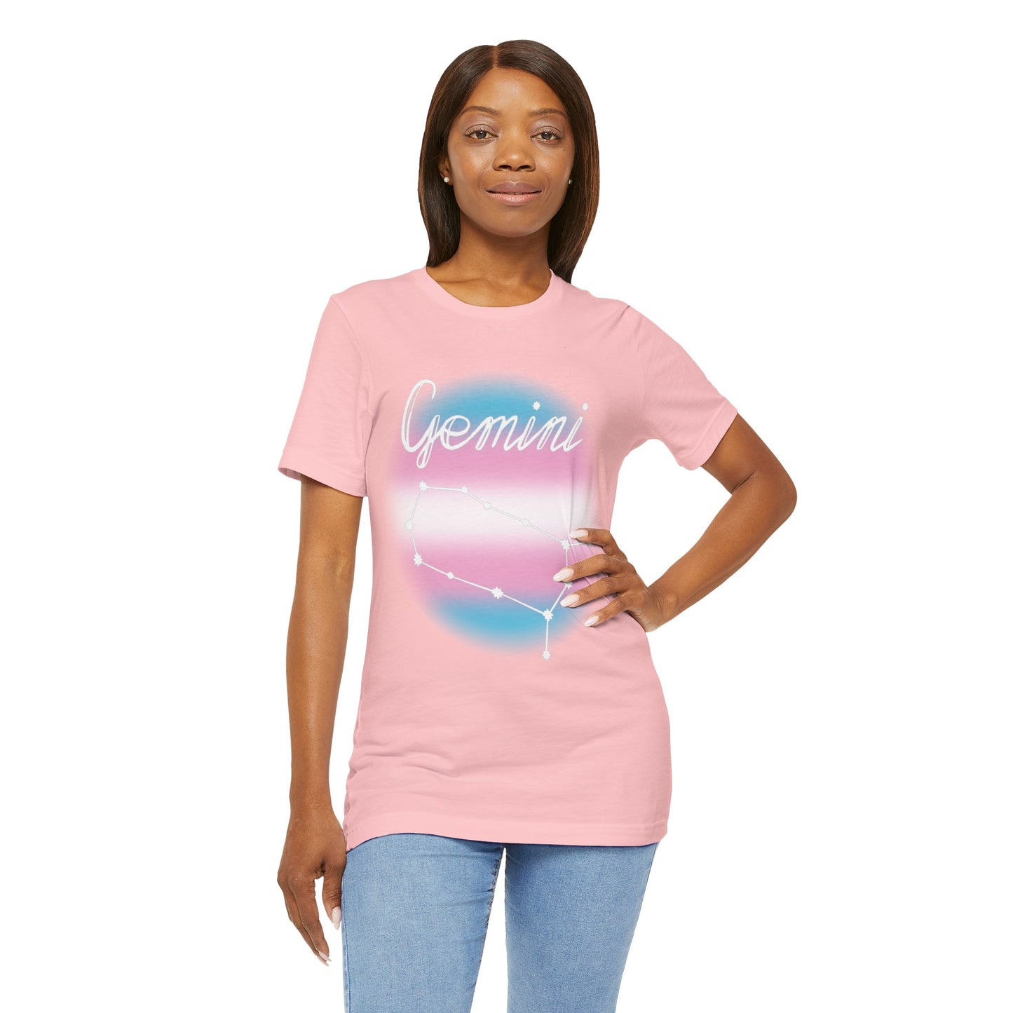 Gemini Constellation T-shirt, Astrology, Transgender Pride Flag