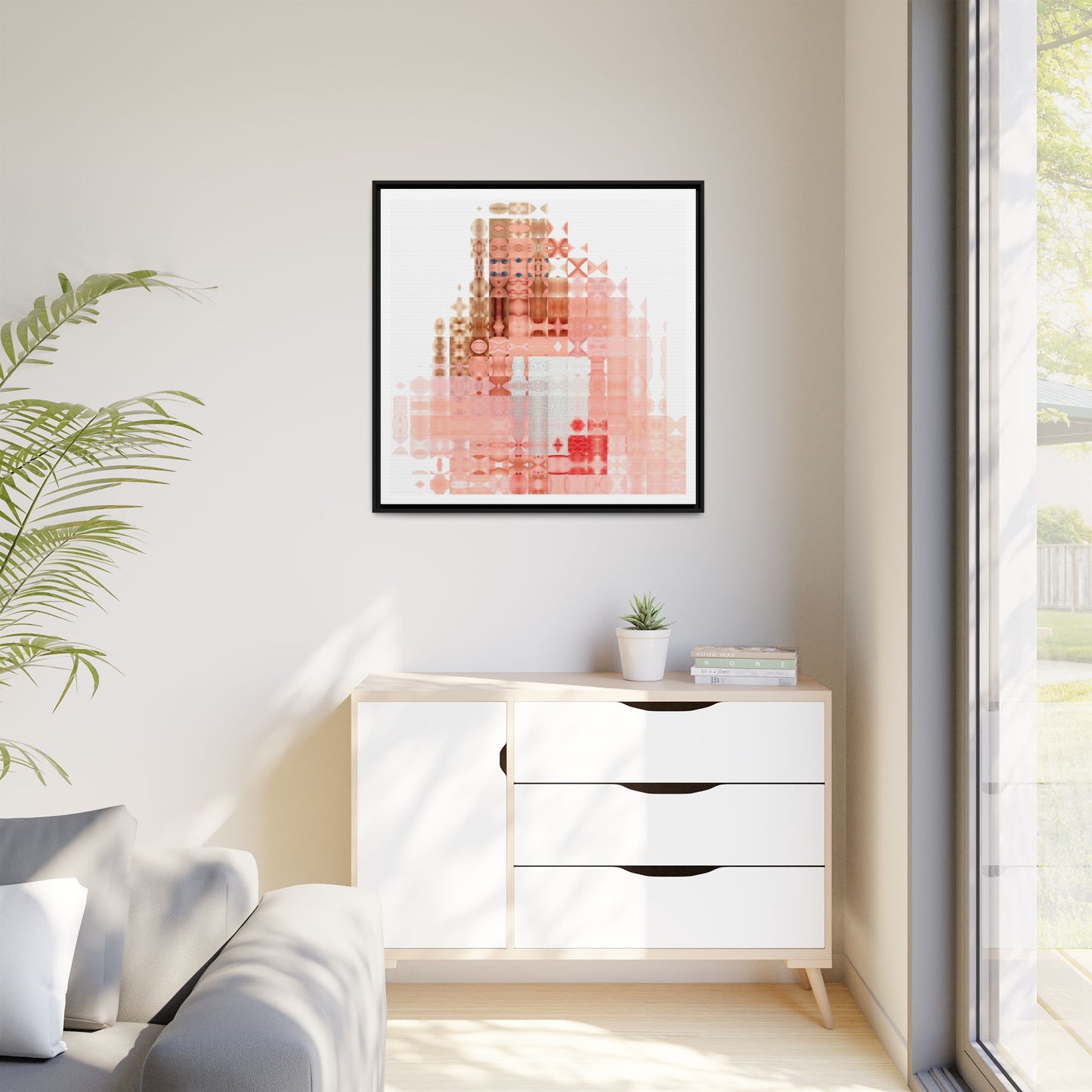 Peaches-&-Cream Fantasy Dream Doll Abstract Portrait Collage Art — Matte Canvas, Framed (Multi-color options)