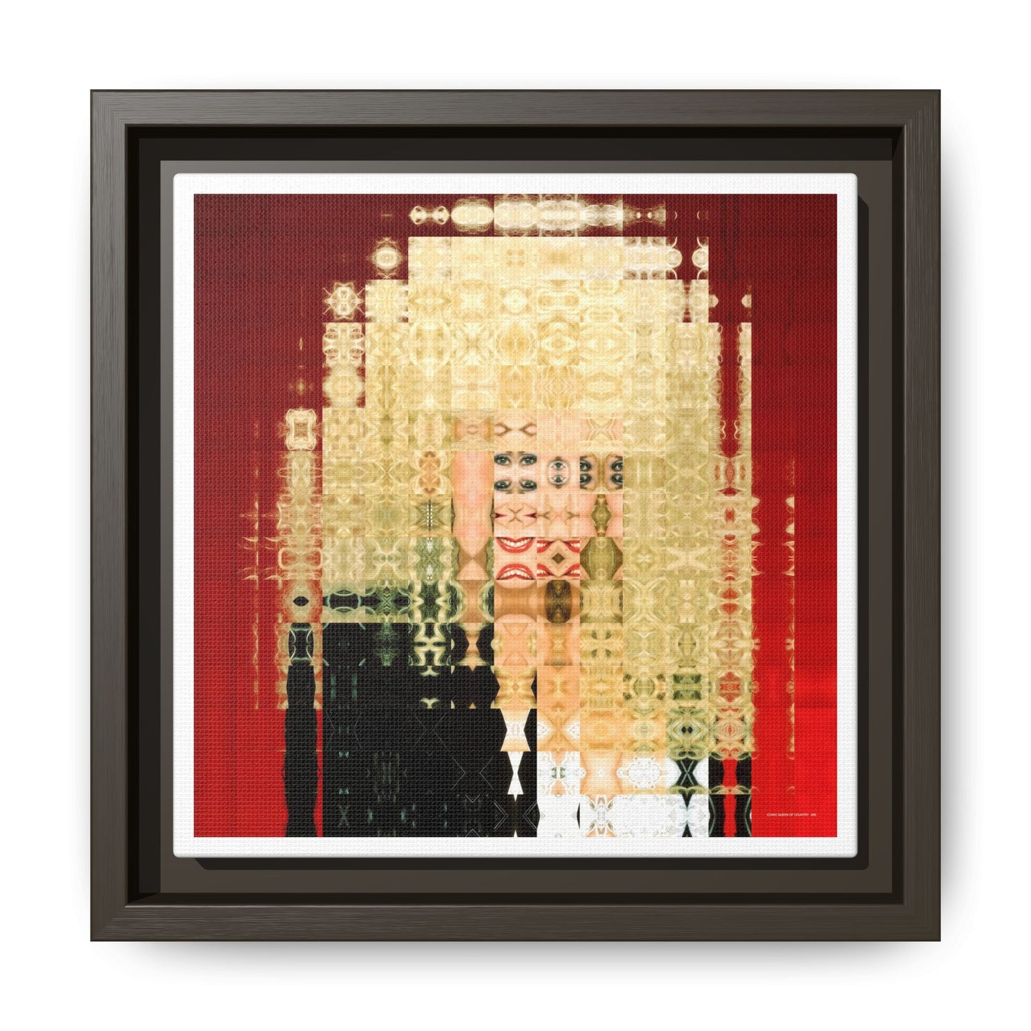 Iconic Queen of Country VI, Dolly Abstract Portrait Collage Art — Matte Canvas, Framed (Multi-color options)