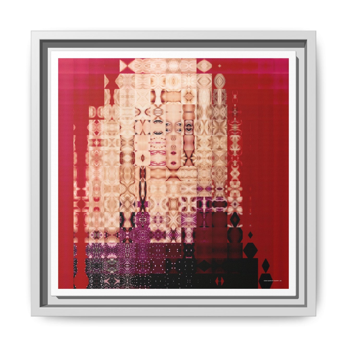 Iconic Queen of Country III, Dolly Abstract Portrait Collage Art — Matte Canvas, Framed (Multi-color options)