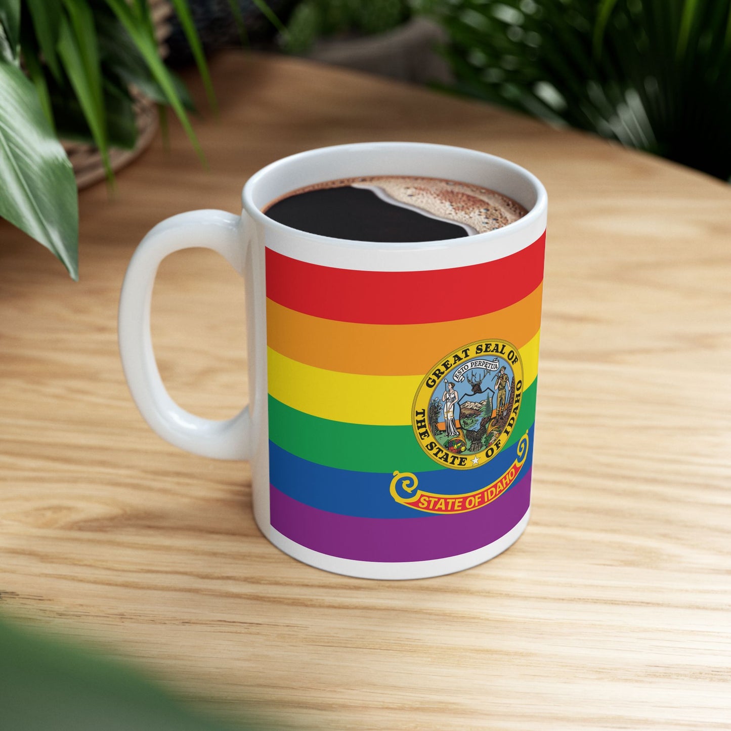 Idaho Rainbow Pride Flag "UNITED" Ceramic Mug