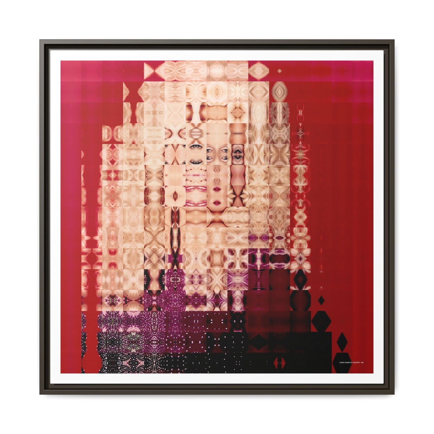 Iconic Queen of Country III, Dolly Abstract Portrait Collage Art — Matte Canvas, Framed (Multi-color options)