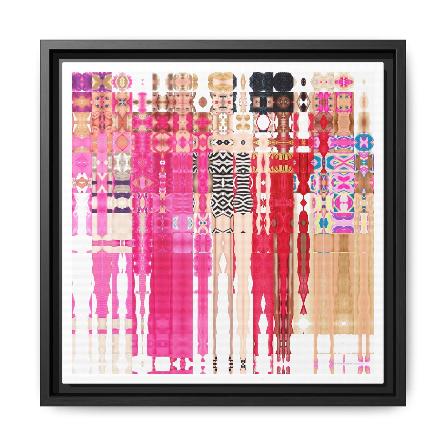 Iconic Dream Doll Fashion Fantasies Abstract Portrait Collage Art — Matte Canvas, Framed (Multi-color options)