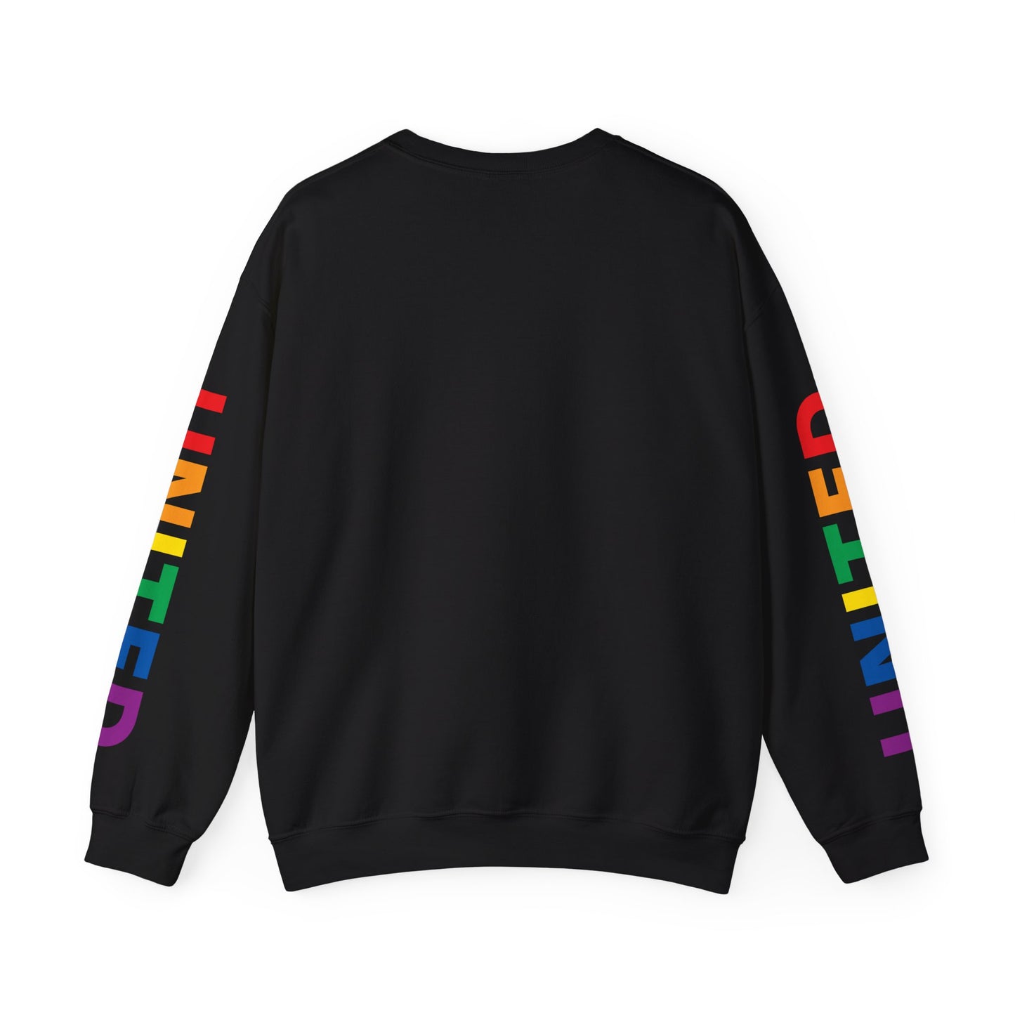 Alabama Rainbow Pride Flag, "UNITED" Rainbow Printed Sleeve Design, Unisex Crewneck Sweatshirt