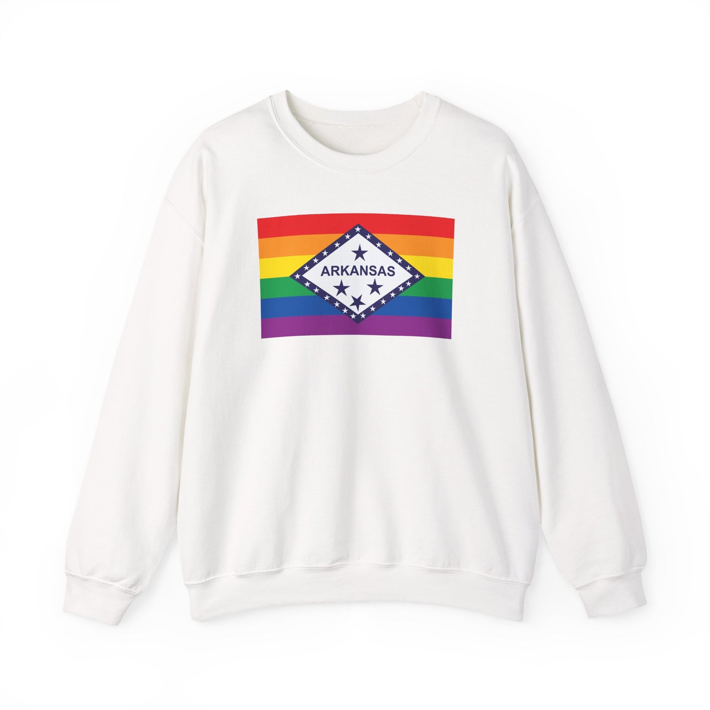 Arkansas Rainbow Pride Flag Unisex Crewneck Sweatshirt—White, Black or Light Pink