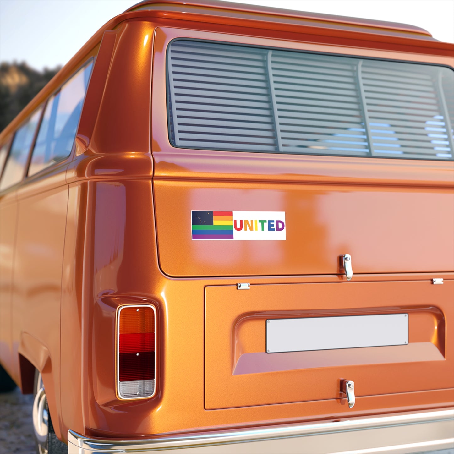 Alaska Rainbow Pride Flag "UNITED" Bumper Sticker