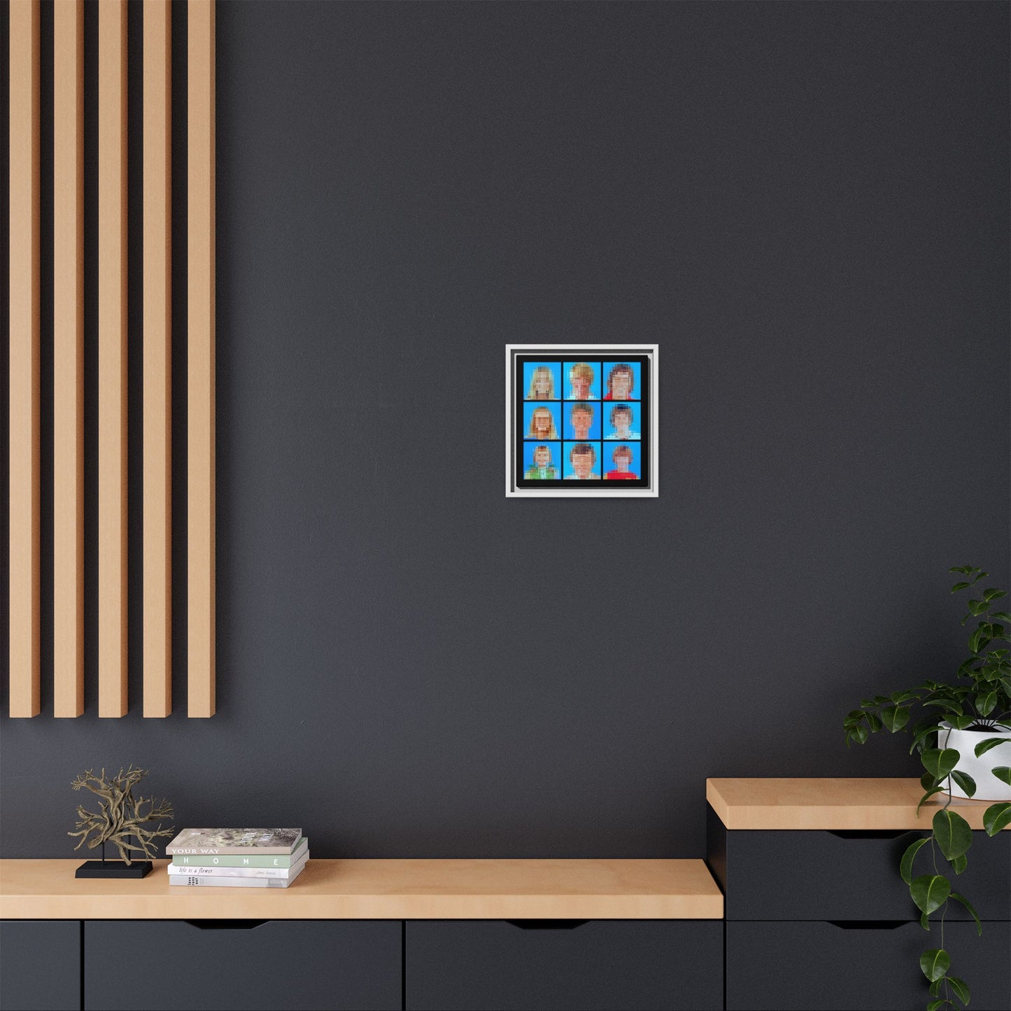 America's Iconic Mid-Century TV Family, Abstract Portrait Collage Art — Matte Canvas, Framed (Multi-color options)